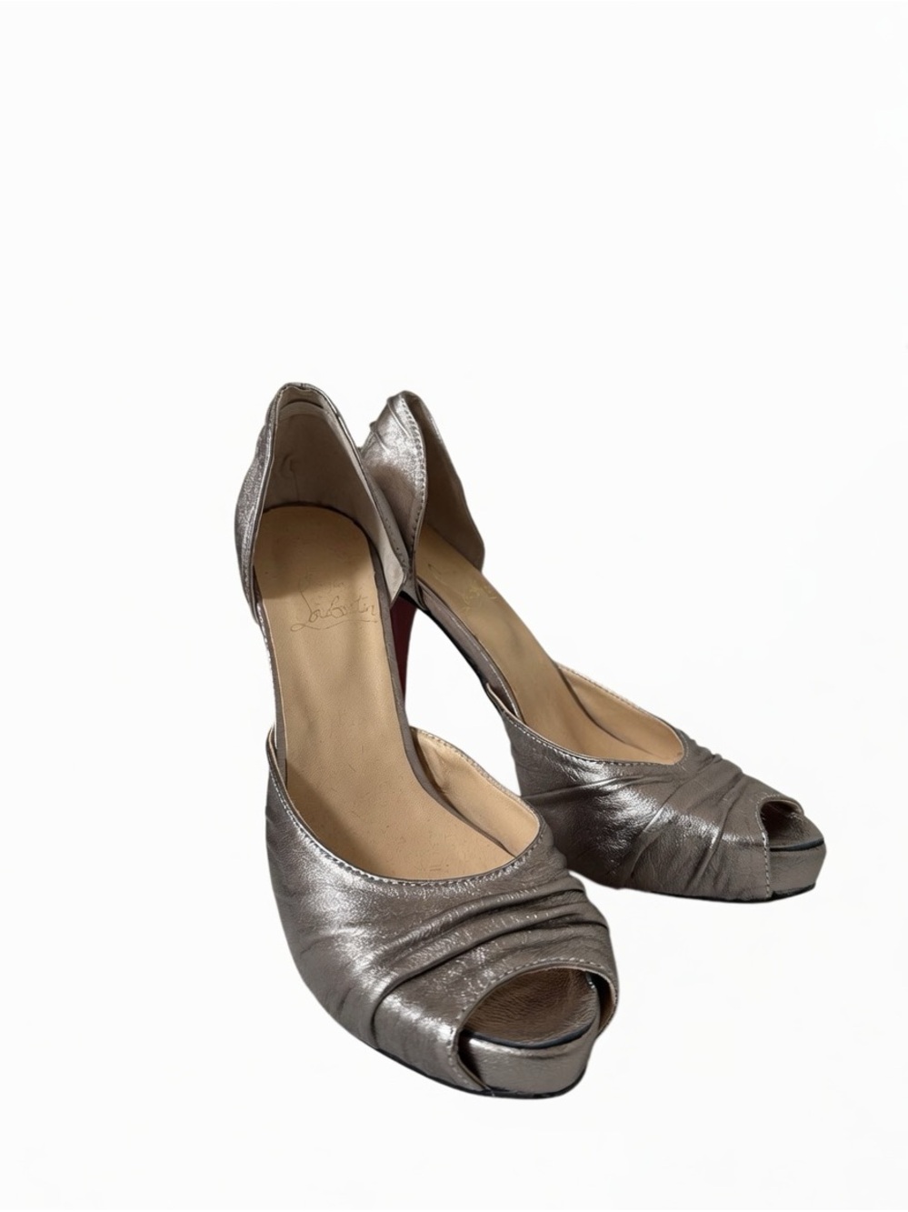 Christian Loboutin  Women's Metallic Silver Peep-Toe Heels
Never Worn!!